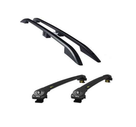 Čierne pozdĺžne lyžiny + aerodynamické nosiče  pre Toyotu RAV 4 2013 - 2018