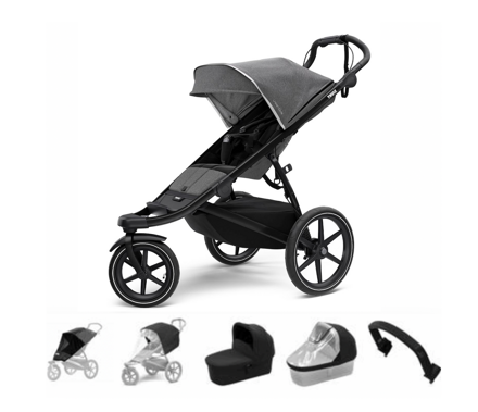 THULE Urban Glide 2 Black Grey Melange BASSINET SET