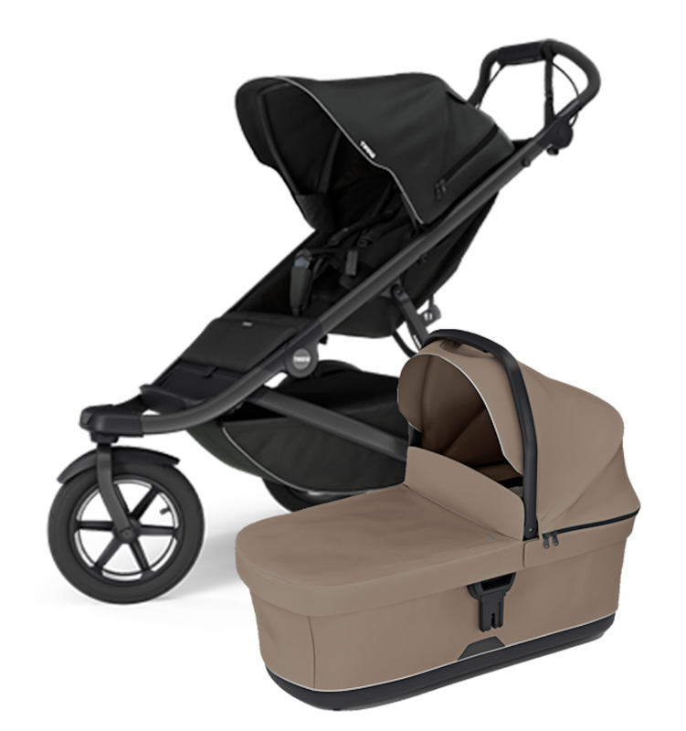 Športový kočík Thule Urban Glide 3 Black + hnedá korbička