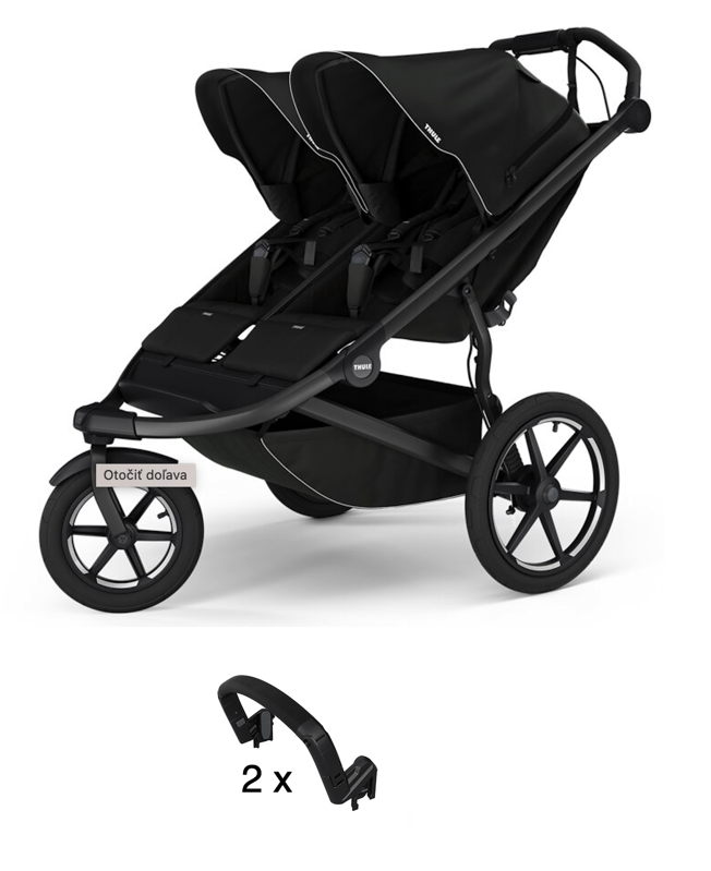 Športový kočík Thule Urban Glide 3 Double Black + madlá Športový kočík Thule Urban Glide 3 Double Black + madlá